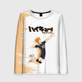 Женский лонгслив 3D с принтом Шоё Хината Haikyuu!! в городе Новоалтайск, 100% полиэстер | длинные рукава, круглый вырез горловины, полуприлегающий силуэт | 10 номер | haikyu | haikyuu | hinata shoyo | karasuno | аниме | волейбол | волейбольный клуб | карасуно | коротышка | красный | мальчик мяч | манга | рыжик | старшая школа | хаикую | чиби чан | шоё хината