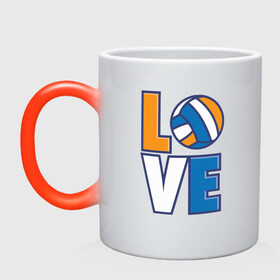 Кружка хамелеон с принтом Love Volleyball в городе Новоалтайск, керамика | меняет цвет при нагревании, емкость 330 мл | Тематика изображения на принте: ball | beach | game | love | sport | volley | volleyball | волейбол | волейболист | волейболистка | гол | игра | игрок | мяч | площадка | пляж | пляжный | победа | сетка | спорт | тренер | чемпион