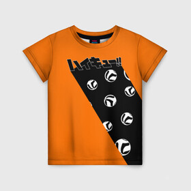 Детская футболка 3D с принтом Haikyu!! ВОЛЕЙБОЛ!! в городе Новоалтайск, 100% гипоаллергенный полиэфир | прямой крой, круглый вырез горловины, длина до линии бедер, чуть спущенное плечо, ткань немного тянется | anime | haikyu | haikyuu | karasuno | manga | аниме | аобаджосай | белые | волейбол | волейбольный клуб | инаризаки | карасуно | манга | мяч | мячи | некома | оранжевая | старшая школа | хаику | хаикую | черная полоса