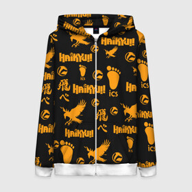 Женская толстовка 3D на молнии с принтом Haikyu!! ВОЛЕЙБОЛ!! элементы в городе Новоалтайск, 100% полиэстер | длина до линии бедра, манжеты и пояс оформлены мягкой тканевой резинкой, двухслойный капюшон со шнурком для регулировки, спереди молния, по бокам два кармана | anime | haikyu | haikyuu | karasuno | manga | аниме | волейбол | волейбольный клуб | вороны | иероглифы | карасуно | мазаика | манга | много элементов | мячи | некома | нога | старшая школа | ступня | хаику | хаикую