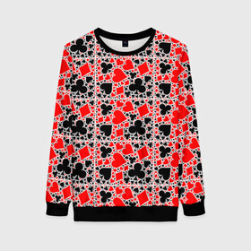 Женский свитшот 3D с принтом Масти в городе Новоалтайск, 100% полиэстер с мягким внутренним слоем | круглый вырез горловины, мягкая резинка на манжетах и поясе, свободная посадка по фигуре | 777 | cards | casino | chips | flash | fortune | game | joker | luck | omaha | poker | roulette | straight | texas holdem | tournament | азарт | джокер | игра | казино | карты | омаха | покер | рулетка | стрит | техасский холдэм | турнир | удача | фишки |