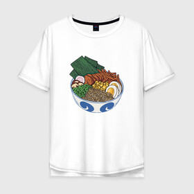 Мужская футболка хлопок Oversize с принтом Миска с раменом | Ramen Bowl в городе Новоалтайск, 100% хлопок | свободный крой, круглый ворот, “спинка” длиннее передней части | art | bowl | food | japan | japanese | kanji | noodle | noodles | ramen | soup | аниме про еду | аниме про рамен | арт | боул | кандзи | кафе из другого мира | лапша | лапша быстрого приготовления | лапшичка | миска | суп | тарелка