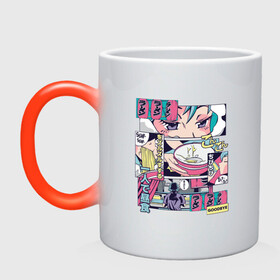Кружка хамелеон с принтом Vaporwave Anime Ramen Shop в городе Новоалтайск, керамика | меняет цвет при нагревании, емкость 330 мл | anime fan | art | japan | japanese | manga character | tokyo | анимация | анимешник | арт | кафе | комикс | комиксы | магазин | манга | отрисовка | паровая волна | пародия | персонаж аниме | прикол | рамен