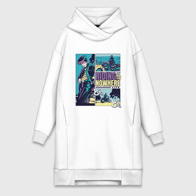 Платье-худи хлопок с принтом Vaporwave Anime Riding Nowhere в городе Новоалтайск,  |  | anime fan | art | biker | japan | japanese | manga character | tokyo | анимация | анимешник | арт | байкер | комикс | комиксы | манга | отрисовка | паровая волна | пародия | персонаж аниме | поездка в никуда
