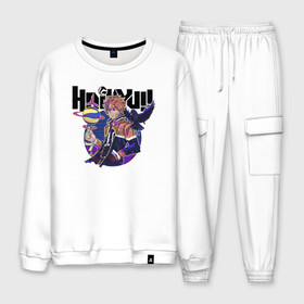 Мужской костюм хлопок с принтом Шоё Хината Haikyuu!! в городе Новоалтайск, 100% хлопок | на свитшоте круглая горловина, мягкая резинка по низу. Брюки заужены к низу, на них два вида карманов: два “обычных” по бокам и два объемных, с клапанами, расположенные ниже линии бедра. Брюки с мягкой трикотажной резинкой на поясе и по низу штанин. В поясе для дополнительного комфорта — широкие завязки | 10 номер | haikyu | haikyuu | hinata shoyo | karasuno | аниме | волейбол | волейбольный клуб | карасуно | коротышка | красный | мальчик мяч | манга | рыжик | старшая школа | хаикую | чиби чан | шоё хината