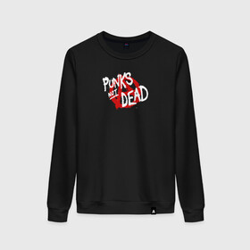 Женский свитшот хлопок с принтом Punk’s Not Dead в городе Новоалтайск, 100% хлопок | прямой крой, круглый вырез, на манжетах и по низу широкая трикотажная резинка  | punks not dead | анархия | движение | музыка | панк | панки не умирают | субкультура