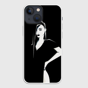 Чехол для iPhone 13 mini с принтом Арт с девушкой в городе Новоалтайск,  |  | Тематика изображения на принте: готика | девушки | люди | минимализм | мода | стиль | черно белое