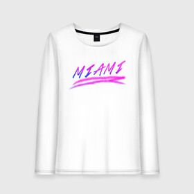 Женский лонгслив хлопок с принтом Miami в городе Новоалтайск, 100% хлопок |  | 80s | beach | synthwave | пальмы