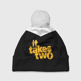 Шапка 3D c помпоном с принтом It takes two Logo (Z) в городе Новоалтайск, 100% полиэстер | универсальный размер, печать по всей поверхности изделия | hakim | hazelight studios | it takes two | joy | mei | takes two | для этого нужны двое | коди | компьютерная игра | мей | мэй | нужны двое | радость | хаким