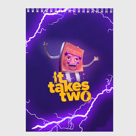 Скетчбук с принтом It takes two | DR Hakim (Z) в городе Новоалтайск, 100% бумага
 | 48 листов, плотность листов — 100 г/м2, плотность картонной обложки — 250 г/м2. Листы скреплены сверху удобной пружинной спиралью | Тематика изображения на принте: hakim | hazelight studios | it takes two | joy | mei | takes two | для этого нужны двое | коди | компьютерная игра | мей | мэй | нужны двое | радость | хаким