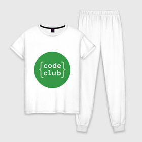 Женская пижама хлопок с принтом Code Club в городе Новоалтайск, 100% хлопок | брюки и футболка прямого кроя, без карманов, на брюках мягкая резинка на поясе и по низу штанин | admin | club. it | code | programmer | админ | айти | ит | программист