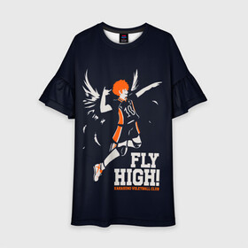 Детское платье 3D с принтом fly high! Шоё Хината Haikyuu!! в городе Новоалтайск, 100% полиэстер | прямой силуэт, чуть расширенный к низу. Круглая горловина, на рукавах — воланы | 10 номер | anime | haikyu | haikyuu | hinata shoyo | karasuno | manga | аниме | волейбол | волейбольный клуб | иероглифы | карасуно | лети высоко | лого | манга | надпись | прыжок | старшая школа | хаику | хаикую