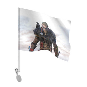 Флаг для автомобиля с принтом Assassin?s Creed Вальгалла в городе Новоалтайск, 100% полиэстер | Размер: 30*21 см | valhalla | вальгалла | викинг | ворон | ворона | игра