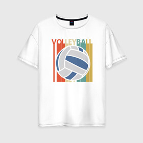 Женская футболка хлопок Oversize с принтом True Volleyball в городе Новоалтайск, 100% хлопок | свободный крой, круглый ворот, спущенный рукав, длина до линии бедер
 | ball | beach | game | sport | volley | volleyball | волейбол | волейболист | волейболистка | гол | игра | игрок | мяч | площадка | пляж | пляжный | победа | сетка | спорт | тренер | чемпион