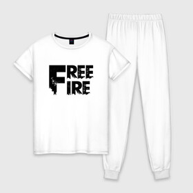 Женская пижама хлопок с принтом FREEFIRE | FF (Z) в городе Новоалтайск, 100% хлопок | брюки и футболка прямого кроя, без карманов, на брюках мягкая резинка на поясе и по низу штанин | 111dots studio | battlegrounds | free fire | freefire | game | garena | garena free fire | гарена | игра | игры | киберспорт | королевская битва | мобильная игра | онлайн игра | пабг | фри фаер | фрифаер | экшн