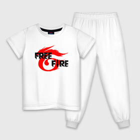 Детская пижама хлопок с принтом FREEFIRE | GARENA (Z) в городе Новоалтайск, 100% хлопок |  брюки и футболка прямого кроя, без карманов, на брюках мягкая резинка на поясе и по низу штанин
 | Тематика изображения на принте: 111dots studio | battlegrounds | free fire | freefire | game | garena | garena free fire | гарена | игра | игры | киберспорт | королевская битва | мобильная игра | онлайн игра | пабг | фри фаер | фрифаер | экшн