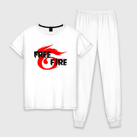 Женская пижама хлопок с принтом FREEFIRE | GARENA (Z) в городе Новоалтайск, 100% хлопок | брюки и футболка прямого кроя, без карманов, на брюках мягкая резинка на поясе и по низу штанин | 111dots studio | battlegrounds | free fire | freefire | game | garena | garena free fire | гарена | игра | игры | киберспорт | королевская битва | мобильная игра | онлайн игра | пабг | фри фаер | фрифаер | экшн