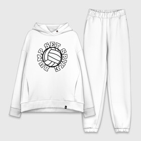 Женский костюм хлопок Oversize с принтом Bump Set Spike в городе Новоалтайск,  |  | ball | beach | game | sport | volley | volleyball | волейбол | волейболист | волейболистка | гол | игра | игрок | мяч | площадка | пляж | пляжный | победа | сетка | спорт | тренер | чемпион
