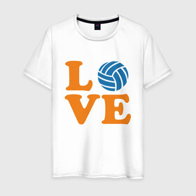Мужская футболка хлопок с принтом Volleyball Love в городе Новоалтайск, 100% хлопок | прямой крой, круглый вырез горловины, длина до линии бедер, слегка спущенное плечо. | Тематика изображения на принте: ball | beach | game | mother | sport | volley | volleyball | волейбол | волейболист | волейболистка | гол | игра | игрок | мама | мяч | площадка | пляж | пляжный | победа | сетка | спорт | тренер | чемпион