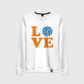 Женский свитшот хлопок с принтом Volleyball Love в городе Новоалтайск, 100% хлопок | прямой крой, круглый вырез, на манжетах и по низу широкая трикотажная резинка  | ball | beach | game | mother | sport | volley | volleyball | волейбол | волейболист | волейболистка | гол | игра | игрок | мама | мяч | площадка | пляж | пляжный | победа | сетка | спорт | тренер | чемпион