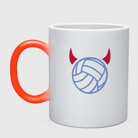 Кружка хамелеон с принтом Volleyball Devil в городе Новоалтайск, керамика | меняет цвет при нагревании, емкость 330 мл | Тематика изображения на принте: ball | beach | game | sport | volley | volleyball | волейбол | волейболист | волейболистка | гол | игра | игрок | мяч | площадка | пляж | пляжный | победа | сетка | спорт | тренер | чемпион
