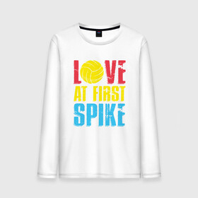 Мужской лонгслив хлопок с принтом Love at first spike в городе Новоалтайск, 100% хлопок |  | ball | beach | game | sport | volley | volleyball | волейбол | волейболист | волейболистка | гол | игра | игрок | мяч | площадка | пляж | пляжный | победа | сетка | спорт | тренер | чемпион