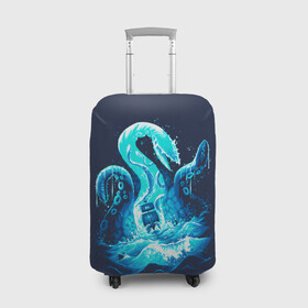 Чехол для чемодана 3D с принтом Kraken is here в городе Новоалтайск, 86% полиэфир, 14% спандекс | двустороннее нанесение принта, прорези для ручек и колес | game | games | kraken | pirate | sea of thieves | sot | игра | игры | кракен | майкрософт | море воров | пират | пираты