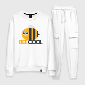 Женский костюм хлопок с принтом Bee Cool в городе Новоалтайск, 100% хлопок | на свитшоте круглая горловина, мягкая резинка по низу. Брюки заужены к низу, на них два вида карманов: два 