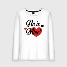 Женский лонгслив хлопок с принтом He is Mine в городе Новоалтайск, 100% хлопок |  | арт | иллюстрация | любимый | мой | сердце