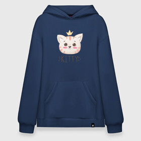 Худи SuperOversize хлопок с принтом Котик в короне Kitty в городе Новоалтайск, 70% хлопок, 30% полиэстер, мягкий начес внутри | карман-кенгуру, эластичная резинка на манжетах и по нижней кромке, двухслойный капюшон
 | cat | kawaii | kitten | kitty | pussycat | кот | котенок | котик | кошачьи | кошка | милый