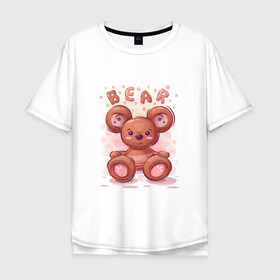 Мужская футболка хлопок Oversize с принтом Медвежонок Bear в городе Новоалтайск, 100% хлопок | свободный крой, круглый ворот, “спинка” длиннее передней части | bear | grizzly | kuma | гриззли | гризли | грозный | крутой | медведь | медвежонок | мишка