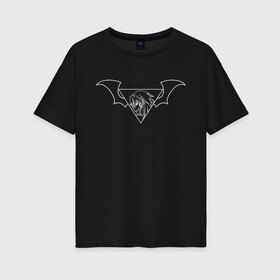 Женская футболка хлопок Oversize с принтом Succubus Smile в городе Новоалтайск, 100% хлопок | свободный крой, круглый ворот, спущенный рукав, длина до линии бедер
 | белый | итадаки мари | крылья | суккуб | улыбка