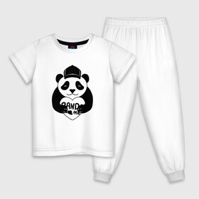 Детская пижама хлопок с принтом Panda me. Панда в кепке в городе Новоалтайск, 100% хлопок |  брюки и футболка прямого кроя, без карманов, на брюках мягкая резинка на поясе и по низу штанин
 | panda | животное | медведи | медведь | мишки | панда | панды