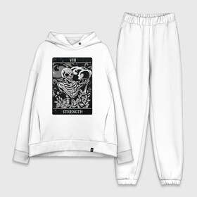 Женский костюм хлопок Oversize с принтом Карта Силы Таро | Strength в городе Новоалтайск,  |  | art | death | esoteric | evil | grim reaper | hell | red devil | skeleton | skull | tarot card | ад | арт | восемь | гадание | демон | дьявол | жнец | зло | иллюстрация | карта таро | колдун | люцифер | символизм | скелет | череп | число 8 | эзот