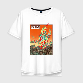 Мужская футболка хлопок Oversize с принтом NIN Monster в городе Новоалтайск, 100% хлопок | свободный крой, круглый ворот, “спинка” длиннее передней части | alternative | metall | music | nin | nine inch nails | rock | альтернатива | металл | музыка | найн ич нэилс | рок