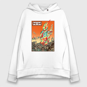 Женское худи Oversize хлопок с принтом NIN Monster в городе Новоалтайск, френч-терри — 70% хлопок, 30% полиэстер. Мягкий теплый начес внутри —100% хлопок | боковые карманы, эластичные манжеты и нижняя кромка, капюшон на магнитной кнопке | alternative | metall | music | nin | nine inch nails | rock | альтернатива | металл | музыка | найн ич нэилс | рок