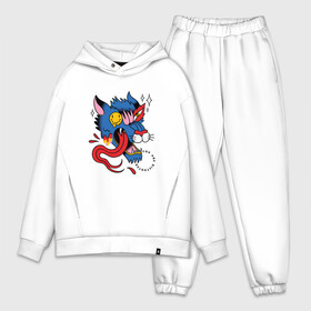 Мужской костюм хлопок OVERSIZE с принтом Trippy Surreal Wolf Tatto в городе Новоалтайск,  |  | demon | fashion | halloween | horror | melted | oldschoo | strange | tongue | werewolf | you are distorted | волк | волчара | демон | искажение | мистика | мода | мрачный | оборотень | олдскул | радуга | расплавленный смайл | ты искажённый | ужасы