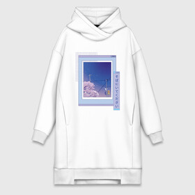 Платье-худи хлопок с принтом Vaporwave Аниме Пейзаж в городе Новоалтайск,  |  | anime fan | art | cherry blossom | japan | japanese | landscape | night | sakura | tokyo | windows | анимация | арт | вапорвейв | комиксы | манга | ночь | окна | отрисовка | паровая волна | провода | рисунок в стиле аниме | сакура | столбы | то