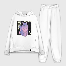 Женский костюм хлопок Oversize с принтом Vaporwave Fluffy Cat в городе Новоалтайск,  |  | art | japan | japanese | kanji | kitten | kitty | retrowave | tokyo | арт | вапорвейв | иероглифы | кандзи | киса | кот | котёнок | котик | кошка | манга | отрисовка | паровая волна | пушистый кот | ретровейв | рисунок в стиле аниме