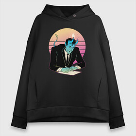 Женское худи Oversize хлопок с принтом Retrowave Demon Продажа души в городе Новоалтайск, френч-терри — 70% хлопок, 30% полиэстер. Мягкий теплый начес внутри —100% хлопок | боковые карманы, эластичные манжеты и нижняя кромка, капюшон на магнитной кнопке | deal | deal with devil | devil | gradient | hell | retro | satan | sell soul | selling soul | sunset | ад | градиент | демон | договор | договор с дьяволом | дьявол | дьявол в костюме | закат | подпись | продать душу | ретровейв | сатана
