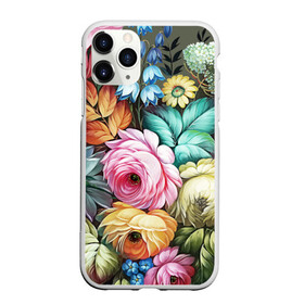Чехол для iPhone 11 Pro матовый с принтом Букет из цветов в городе Новоалтайск, Силикон |  | Тематика изображения на принте: букет | декоративная роспись | живопись | жостово | жостовская роспись | цветы