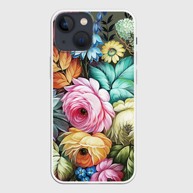 Чехол для iPhone 13 mini с принтом Букет из цветов в городе Новоалтайск,  |  | букет | декоративная роспись | живопись | жостово | жостовская роспись | цветы