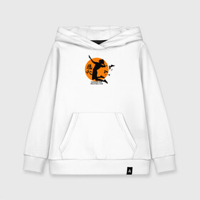 Детская толстовка хлопок с принтом Karasuno High Volleyball club в городе Новоалтайск, 100% хлопок | Круглый горловой вырез, эластичные манжеты, пояс, капюшен | Тематика изображения на принте: anime | haikyu | haikyuu | karasuno | karasuno high | manga | аниме | волейбол | волейбольный клуб | вороны | игрок | иероглиф | карасуно | лого | манга | надпись | солнце | старшая школа | удар | хаику | хаикую