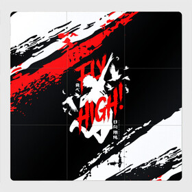 Магнитный плакат 3Х3 с принтом FLY HIGH! Haikyu!! в городе Новоалтайск, Полимерный материал с магнитным слоем | 9 деталей размером 9*9 см | anime | haikyu | haikyuu | karasuno | karasuno high | manga | аниме | белый | волейбол | волейбольный клуб | вороны | иероглиф | карасуно | лого | манга | на японском | надпись | старшая школа | хаику | хаикую | японские