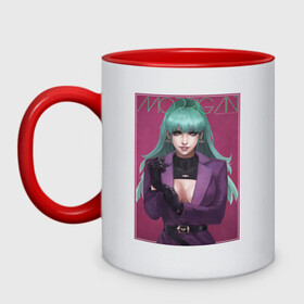 Кружка двухцветная с принтом Morrigan Aensland в городе Новоалтайск, керамика | объем — 330 мл, диаметр — 80 мм. Цветная ручка и кайма сверху, в некоторых цветах — вся внутренняя часть | capcom | darkstalkers | demon | morrigan | succubus | капком | темные охотники