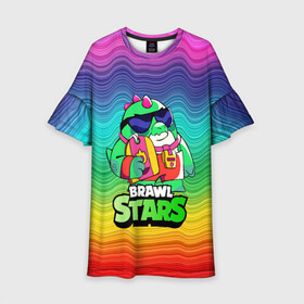 Детское платье 3D с принтом Плохиш Базз Buzz Brawl Stars в городе Новоалтайск, 100% полиэстер | прямой силуэт, чуть расширенный к низу. Круглая горловина, на рукавах — воланы | Тематика изображения на принте: brawl | brawl stars | brawlstars | brawl_stars | buz | buzz | баз | базз | бравл | бравлстарс | буз