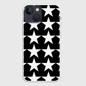 Чехол для iPhone 13 mini с принтом Белые звёзды на чёрном фоне в городе Новоалтайск,  |  | Тематика изображения на принте: бело чёрные звёзды | белые звёзды | белые звёзды на чёрном фоне | звёзды