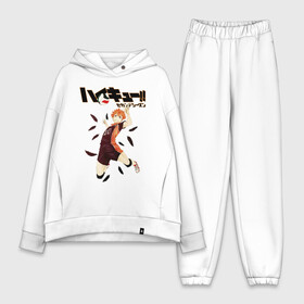 Женский костюм хлопок Oversize с принтом Шоё Хината оглушающий удар | Haikyu в городе Новоалтайск,  |  | 10 номер | haikyu | haikyuu | hinata shoyo | karasuno | аниме | волейбол | волейбольный клуб | карасуно | коротышка | красный | мальчик мяч | манга | рыжик | старшая школа | хаикую | чиби чан | шоё хината
