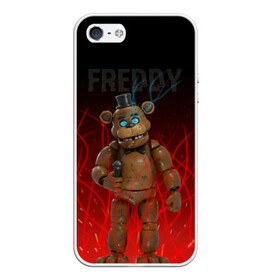 Чехол для iPhone 5/5S матовый с принтом FNAF FREDDY в городе Новоалтайск, Силикон | Область печати: задняя сторона чехла, без боковых панелей | игры | искры | красный | стиль | фнаф | фредди
