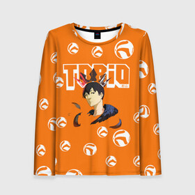 Женский лонгслив 3D с принтом Тобио Кагеяма корона Haikyuu!! в городе Новоалтайск, 100% полиэстер | длинные рукава, круглый вырез горловины, полуприлегающий силуэт | 2 номер | anime | haikyu | haikyuu | king of the court | manga | аниме | волейбол | волейбольный клуб | кагеяма | король | король площадки | манга | мяч | старшая карасуно | тобио | хаику | хаикую